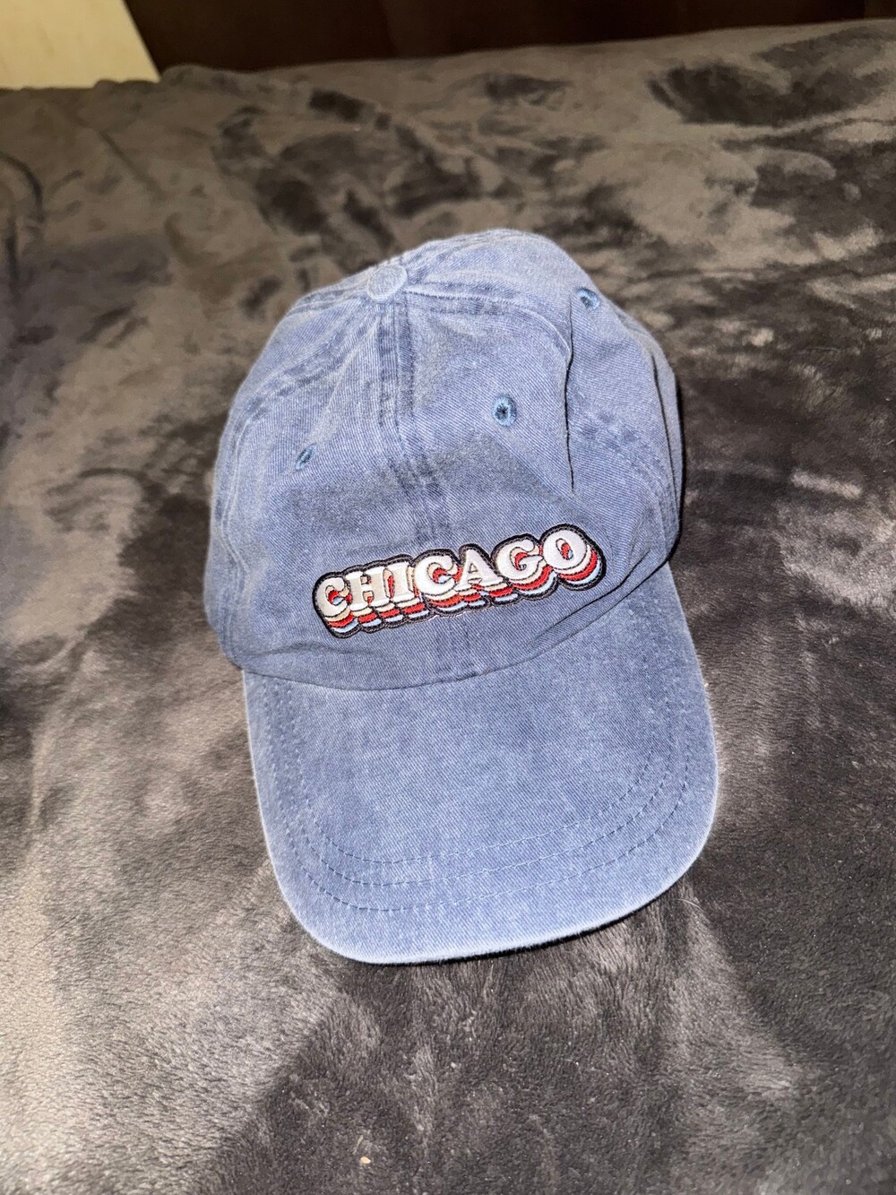 hi Blue Cotton Baseball Cap Adjustable Strap Chicago Embroidered